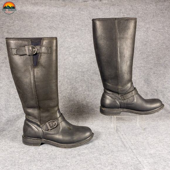 Bogs McKenna Rain Boots Black Leather Mid-Calf Waterproof Women's Size 9 - Picture 3 of 11